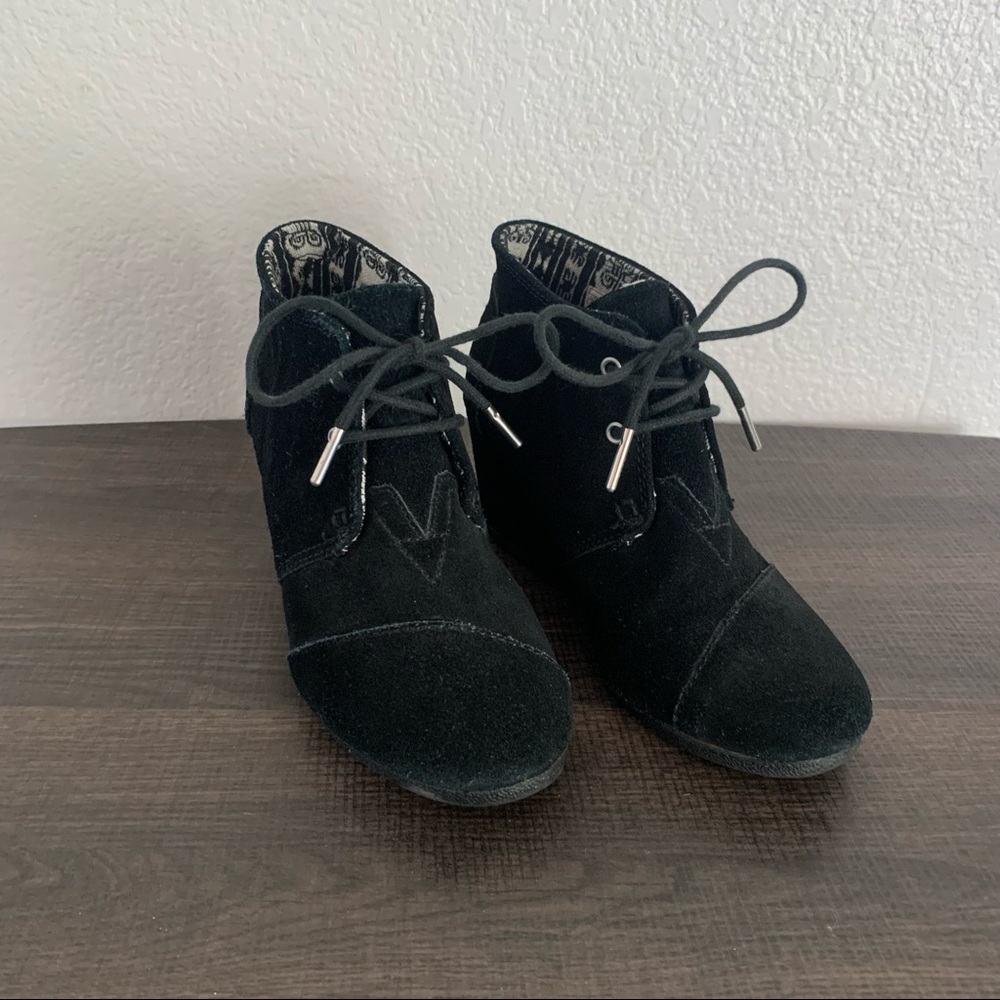TOMS 380515 Boots Black Desert Wedge Ankle Booties size 7